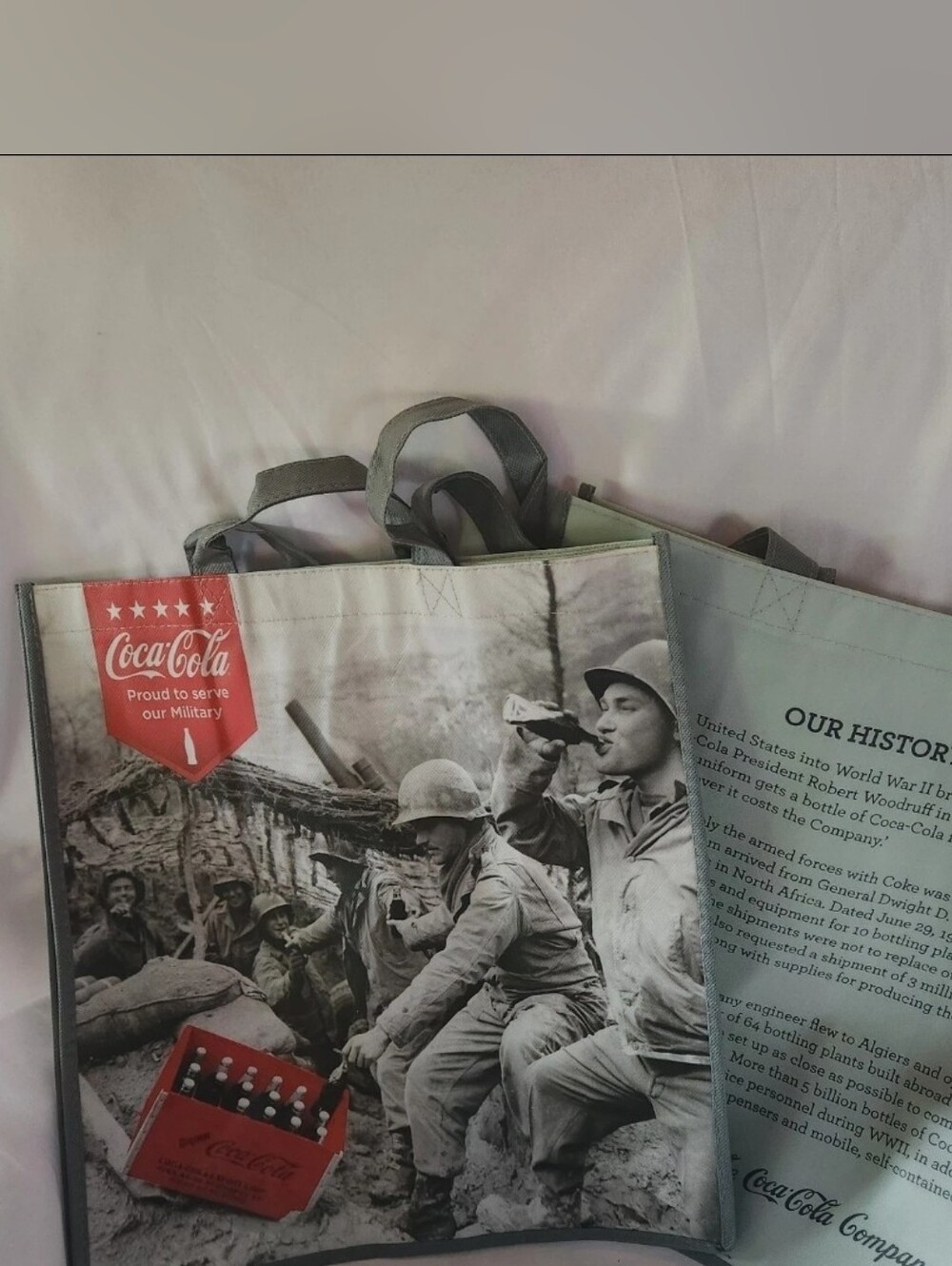 4 Coca-Cola Shopping Bags Tote Bag Reusable Bag US Military Historical NEW